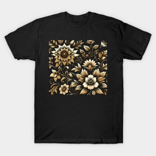 Gold Floral Illustration T-Shirt